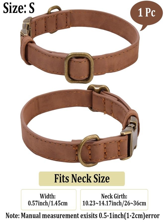 CALFOVERA 10.24 to 14.17 Inch Rolled PU Leather Dog Martingale Collar Durable Heavy Duty Puppy Collar with Quick Release Buckle Adjustable Rust Proof Pet Choker for Small Medium Large Dog (Brown S) - Image 2